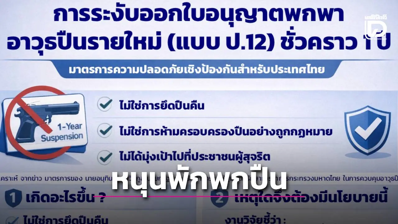 'ผศ.ศร.นพดล' หนุนพักออกใบพกปืน 1 ปี ชี้เป็นมาตรการเชิงป้องกัน ลดความเสี่ยงรุนแรงในสังคม