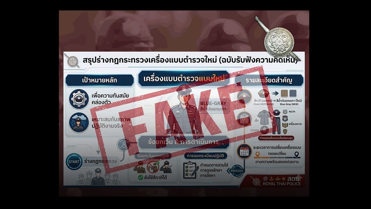 สำนักงานตำรวจแห่งชาติ ชี้แจงปม 'เครื่องแบบตำรวจใหม่' ยืนยันไม่เปลี่ยนสีชุด