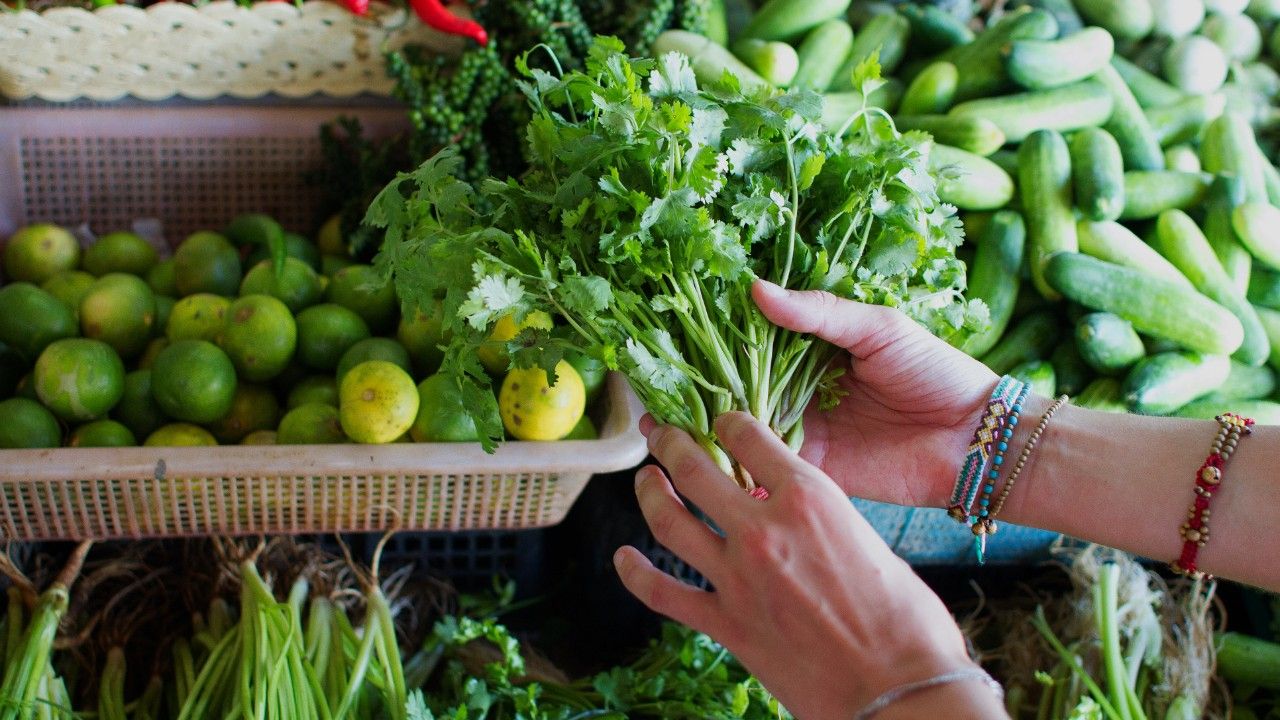 ราคาผักวันนี้ 17 เมษายน 2569 จากตลาดสี่มุมเมือง ต้นหอม-รากผักชีทะลุหลักร้อย กะเพราแตะ 80 บาท/กิโล