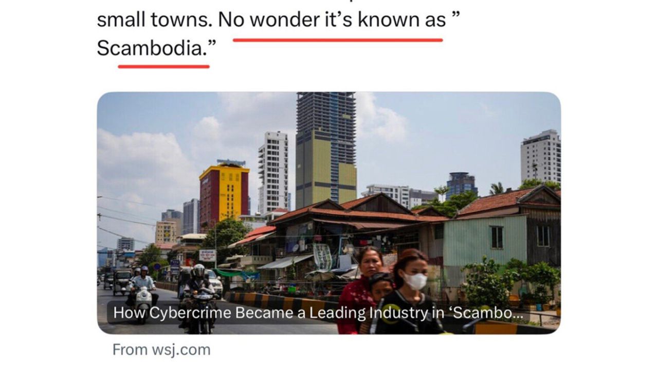 คอลัมนิสต์กัมพูชาร้อง WSJ เลิกใช้คำว่า 'Scambodia' ชี้เป็นการดูหมิ่นอธิปไตย-ทำลายจรรยาบรรณสื่อ