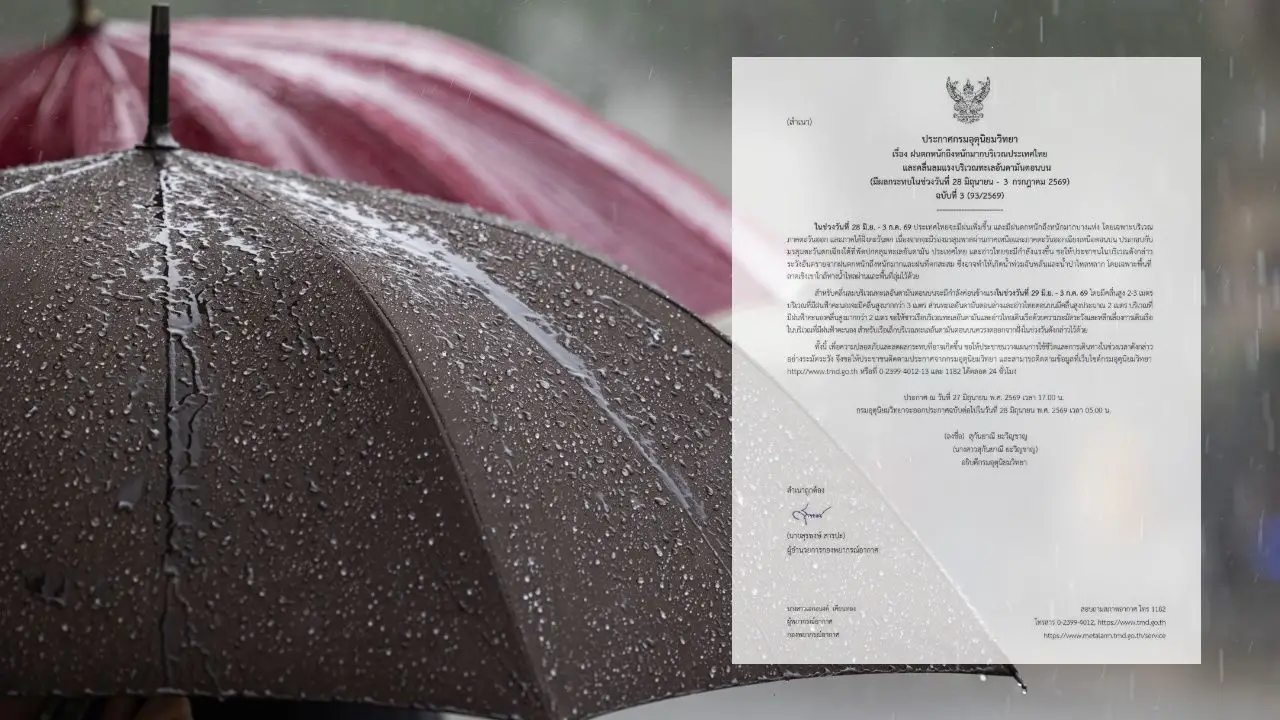 เตือนฉบับ 3 'ฝนตกหนักถึงหนักมาก' เช็กจังหวัดไหนบ้าง ที่คาดจะได้รับผลกระทบ