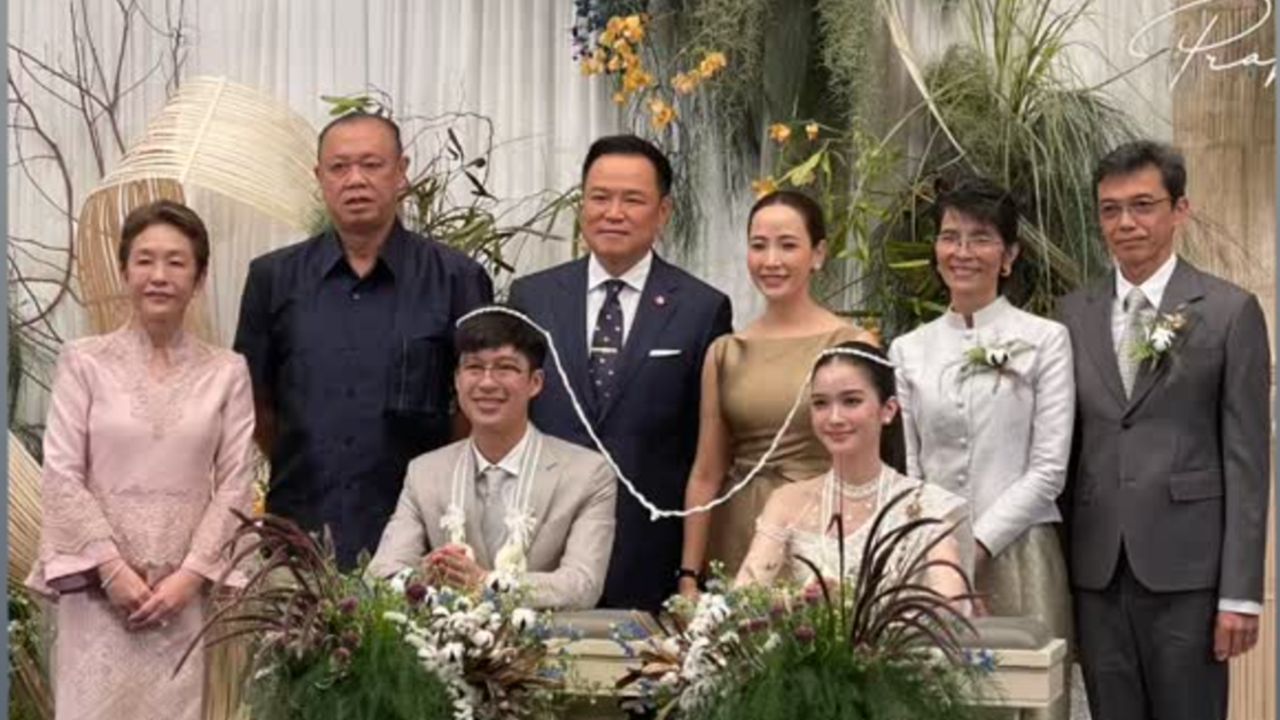 'อนุทิน' ประธานงานแต่ง 'หนุน ชนน์ชนก' บุตรชายเนวิน รมต.ภูมิใจไทยร่วมงานคึกคัก