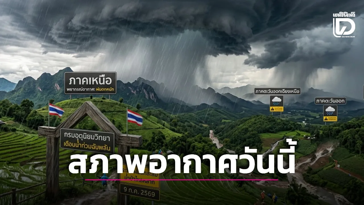 เช็กด่วน! พื้นที่เสี่ยงฝนตกหนักวันนี้ เหนือ-อีสาน-ตะวันออก อ่วมหนัก ระวังน้ำท่วมฉับพลัน
