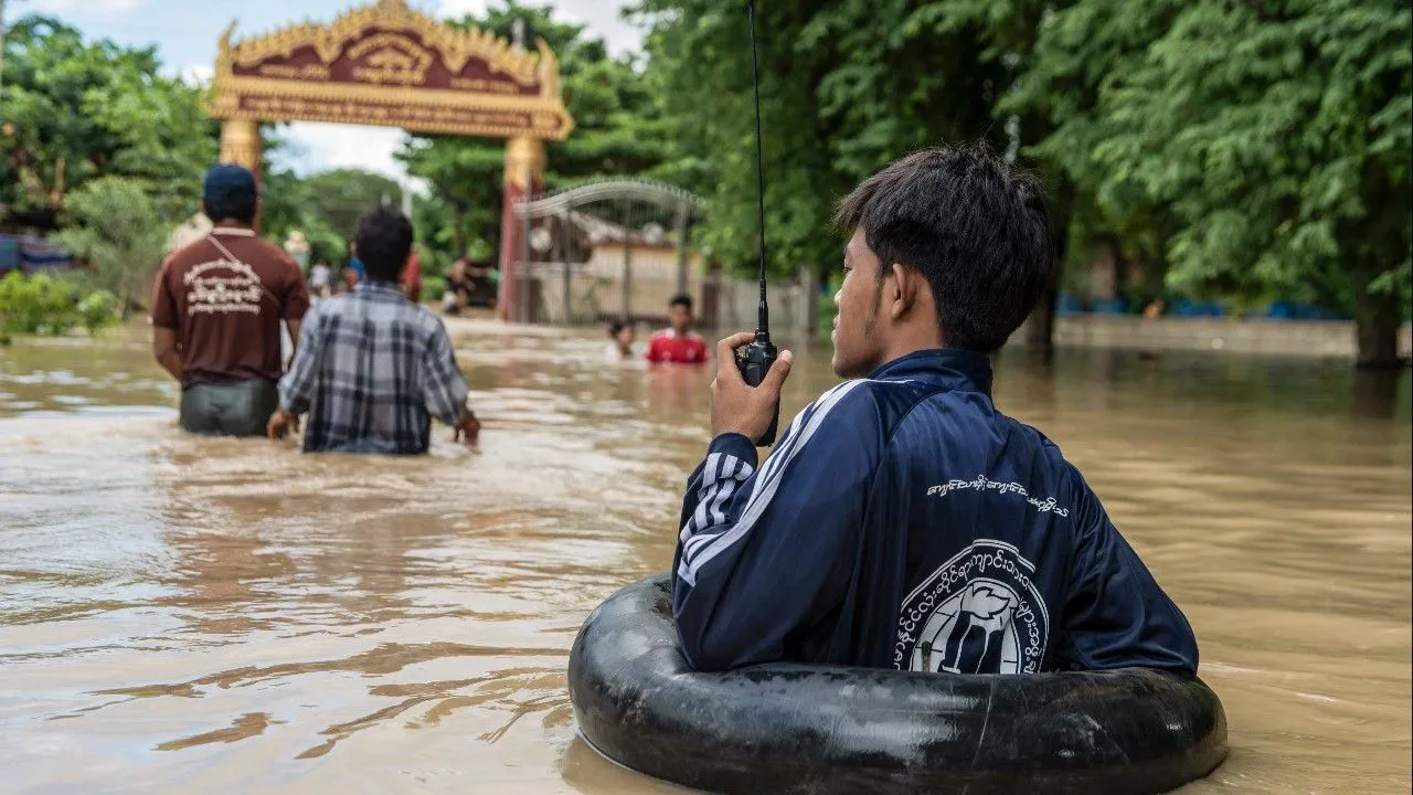 เมียนมาน้ำท่วมหนัก! ฝนมรสุมถล่มจมหมู่บ้าน-นาข้าว ชาวบ้านเดือดร้อนนับแสน