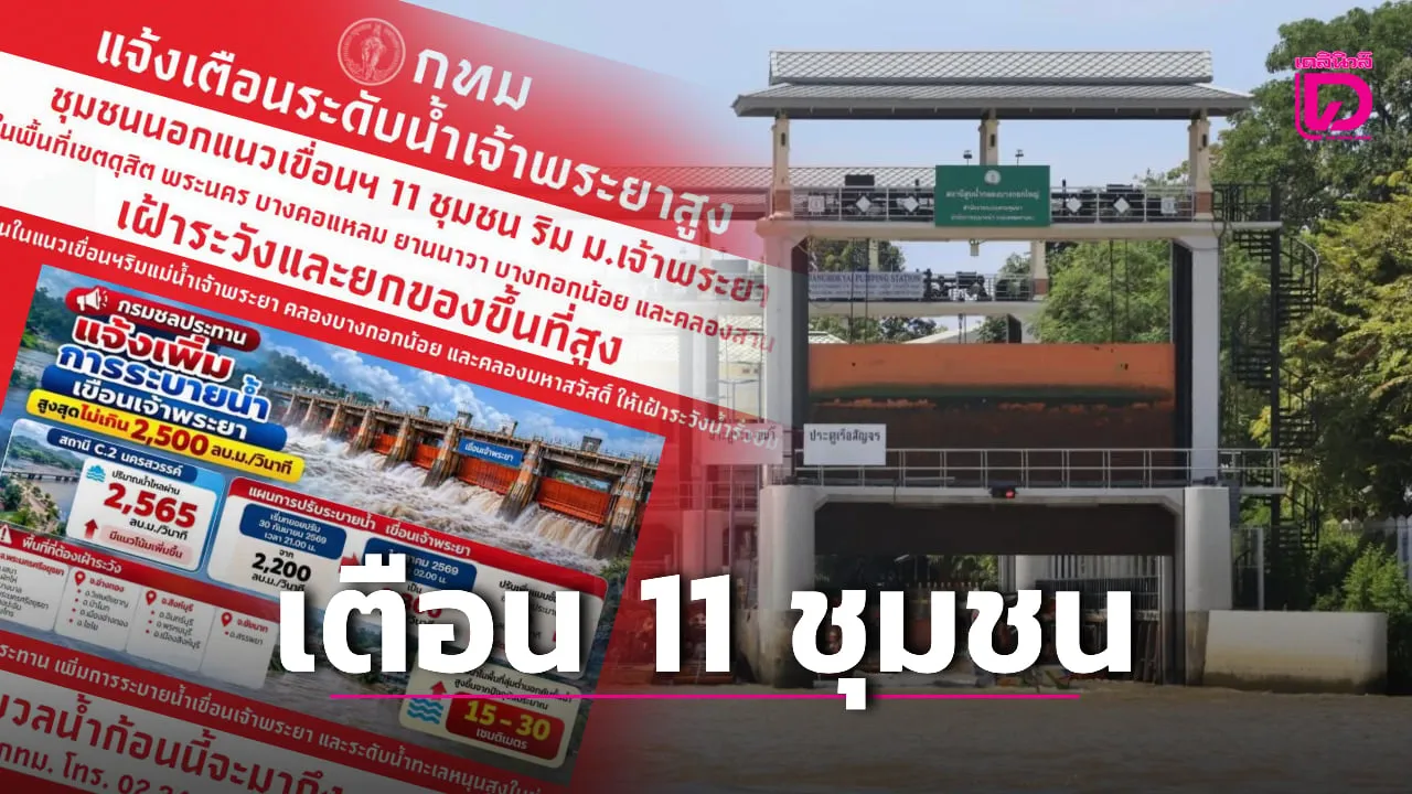 กทม.เตือน! 11 ชุมชนนอกแนวเขื่อนฯ ยกของขึ้นที่สูง รับมือน้ำ ‘เจ้าพระยาสูง-ทะเลหนุน’